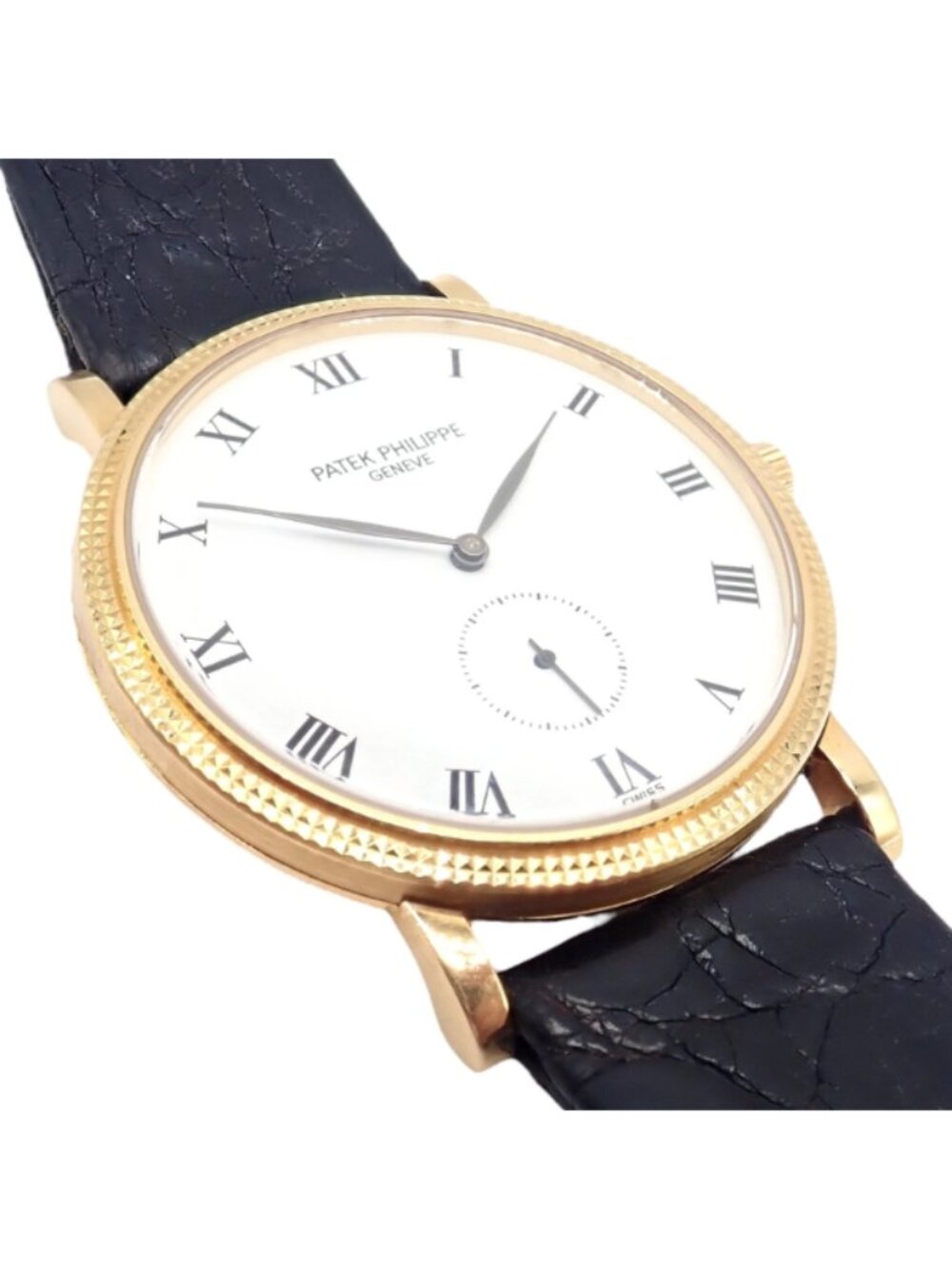 Patek Philippe 18k Yellow Gold Calatrava Manual Wind Roman Dial Watch